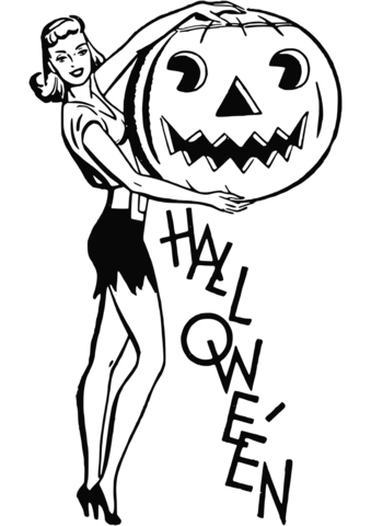 Kolorowanka dziewczyna ogłasza, że dziś Halloween